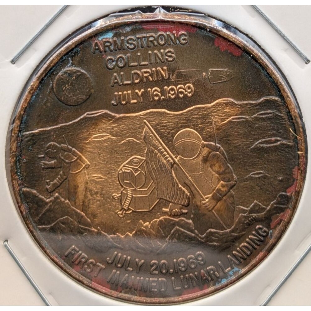 Apollo Commemorative Coin • First Manned Lunar Landing • Toned • Circulated